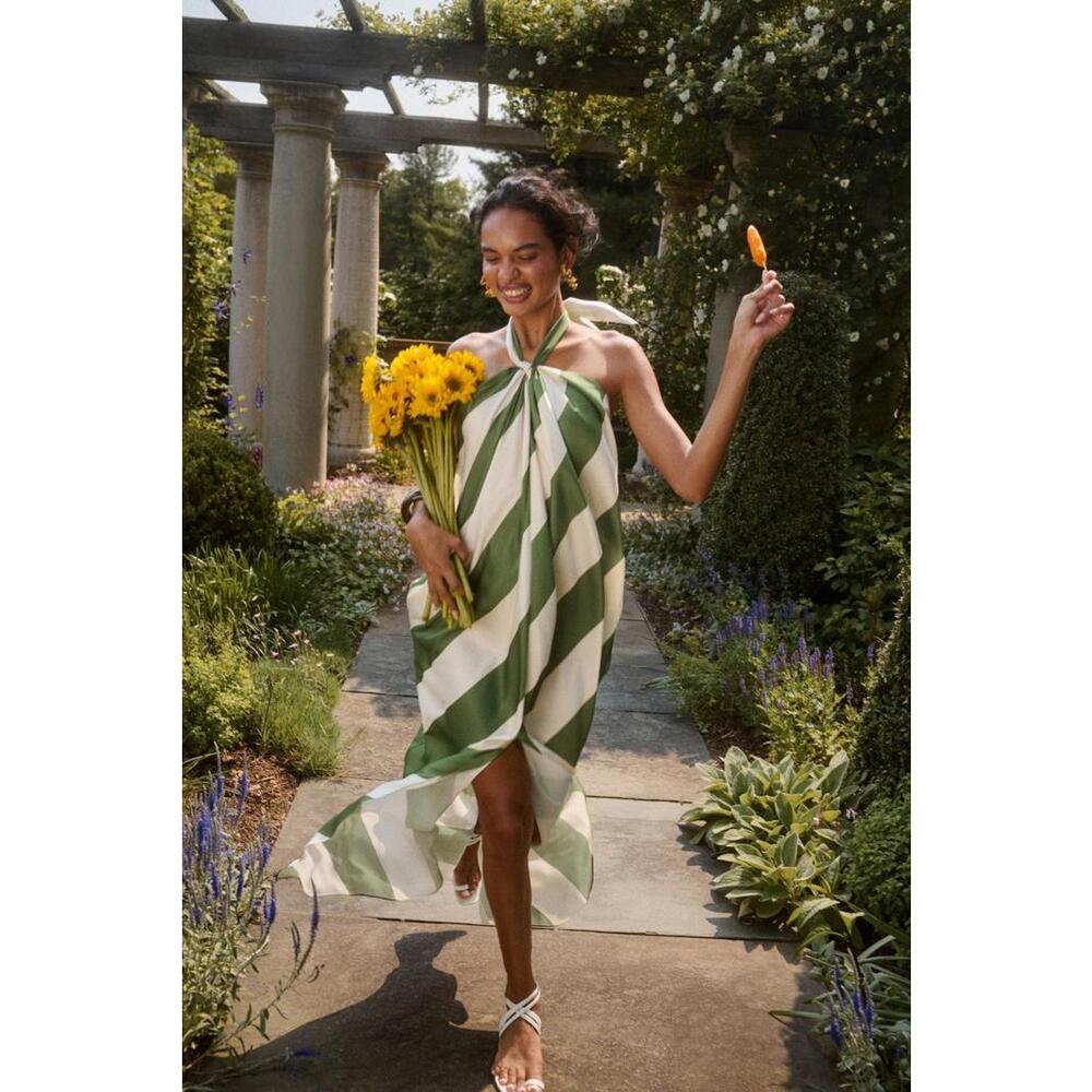Ronny Kobo Green Chantell Dress Size L with Fabric Pull